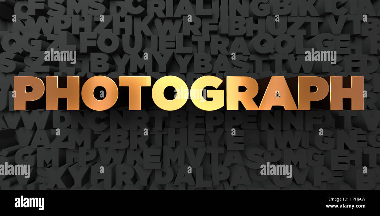 Photograph - Gold text on black background - 3D rendered royalty free ...