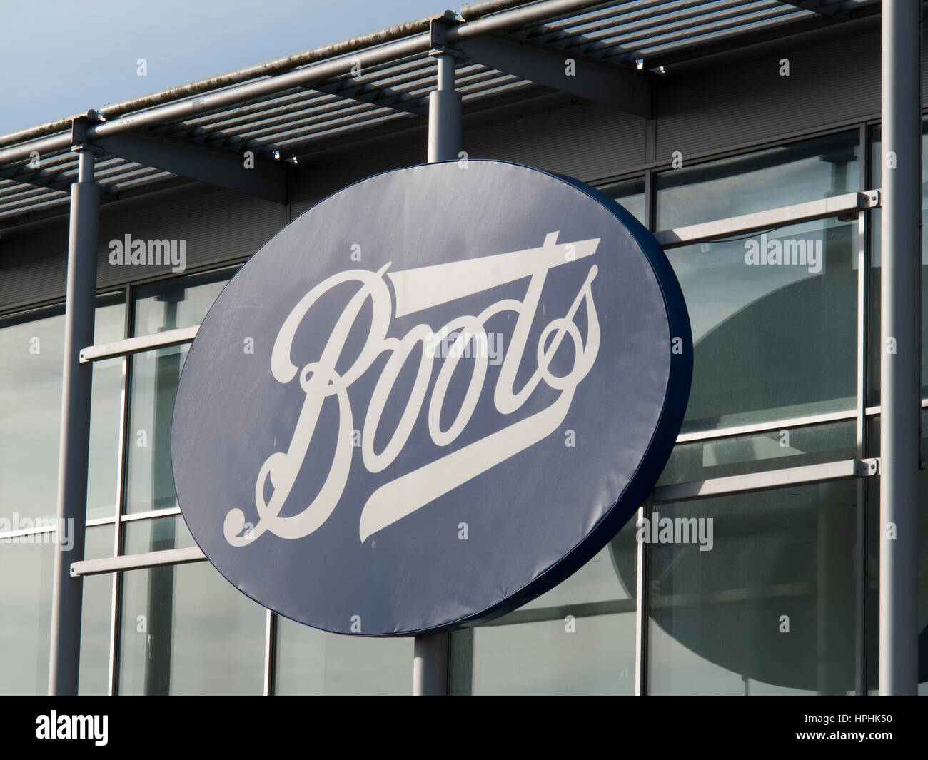 Boots the Chemist sign over store, company established in 1849 by John