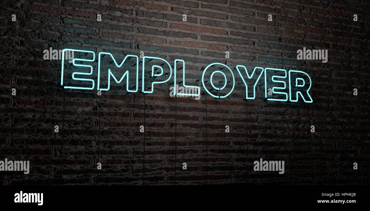 EMPLOYER -Realistic Neon Sign on Brick Wall background - 3D rendered ...