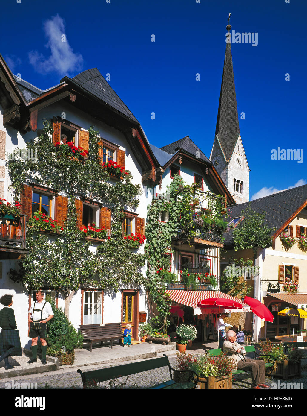 Market Square, Hallstatt, Tirol, Austria Stock Photo