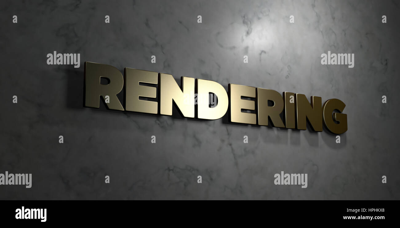 Rendering - Gold text on black background - 3D rendered royalty free ...