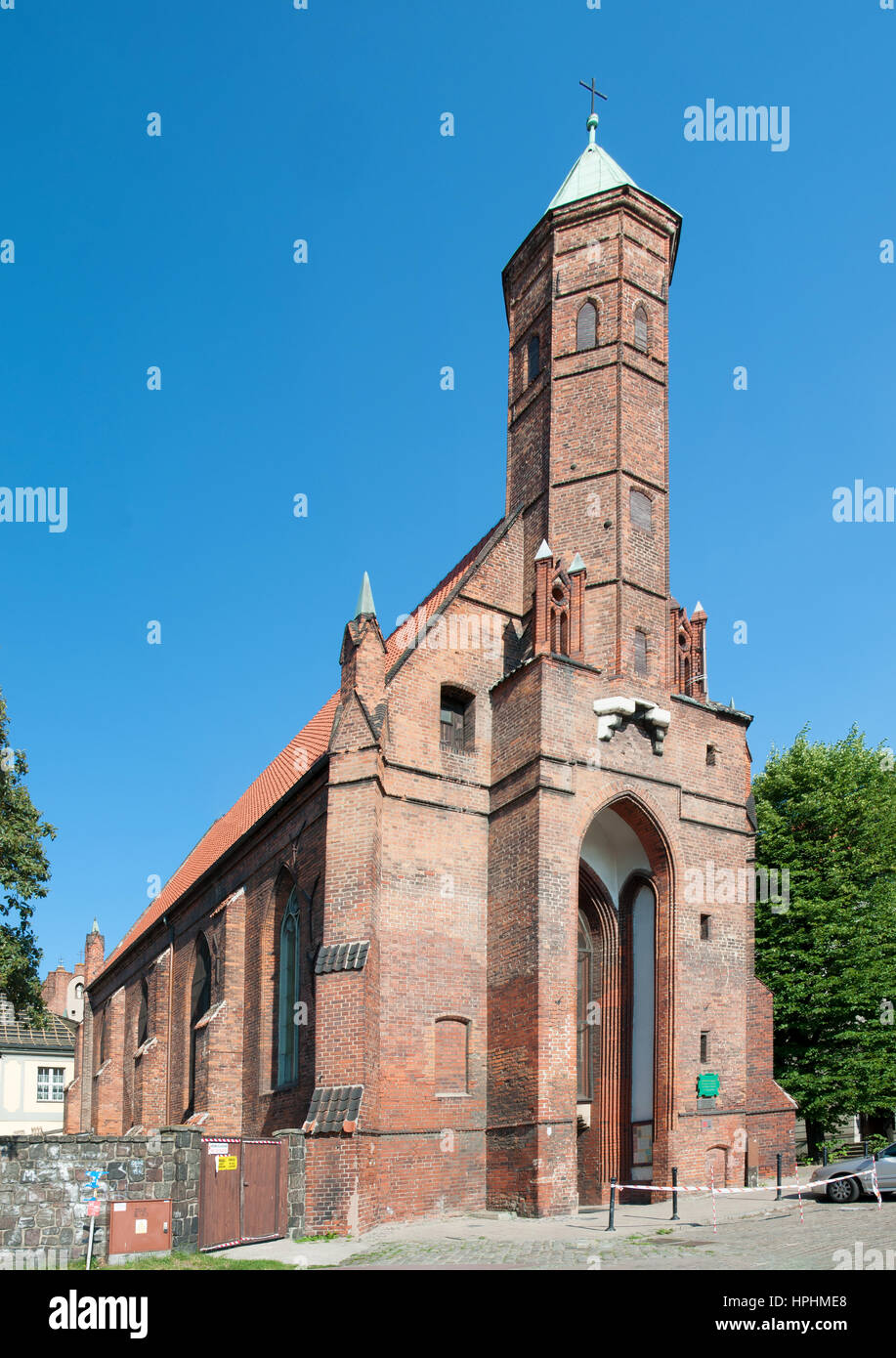 Medieval Gothic church of Saint Elisabeth in Gdansk Poland, built in 15th century Stock Photo