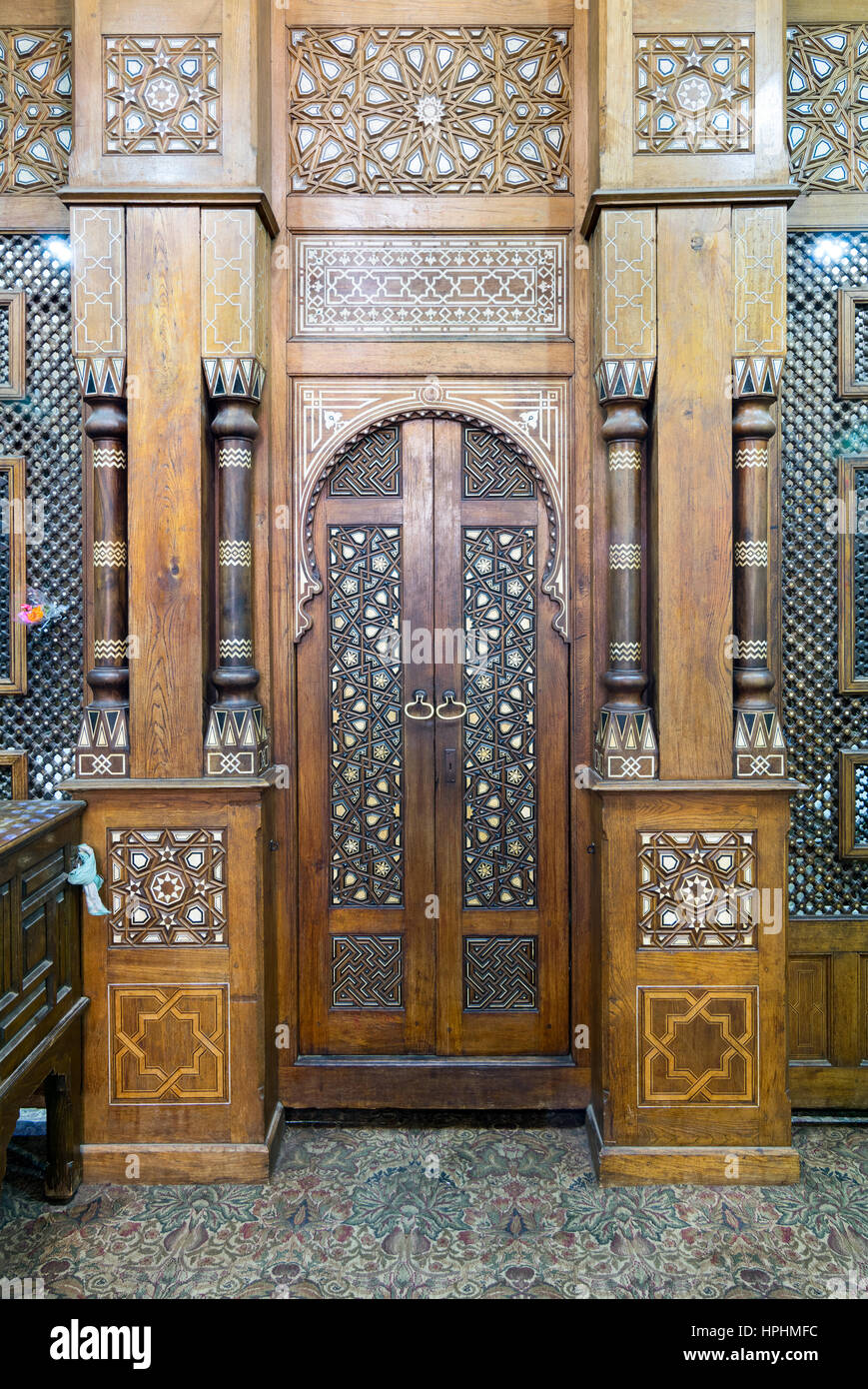 Cairo, Egypt - February 18, 2017: Door of the Shrine of Sheikh Ali Abu El-Shebak, Al-Refai Mosque Stock Photo