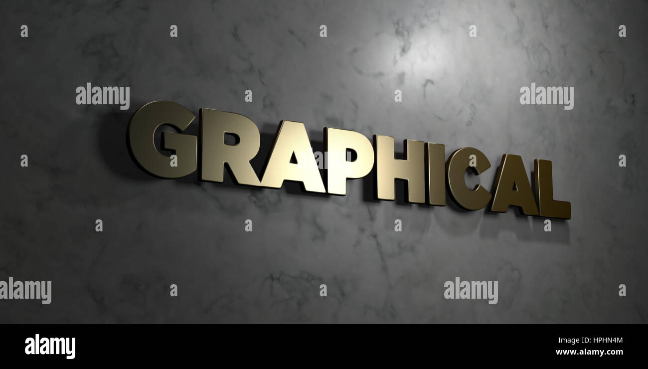Graphical - Gold text on black background - 3D rendered royalty free ...