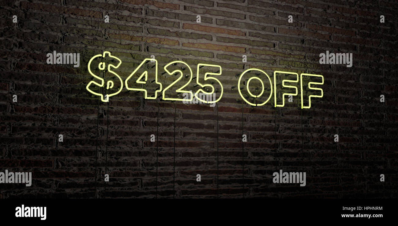 $425 OFF -Realistic Neon Sign on Brick Wall background - 3D rendered ...