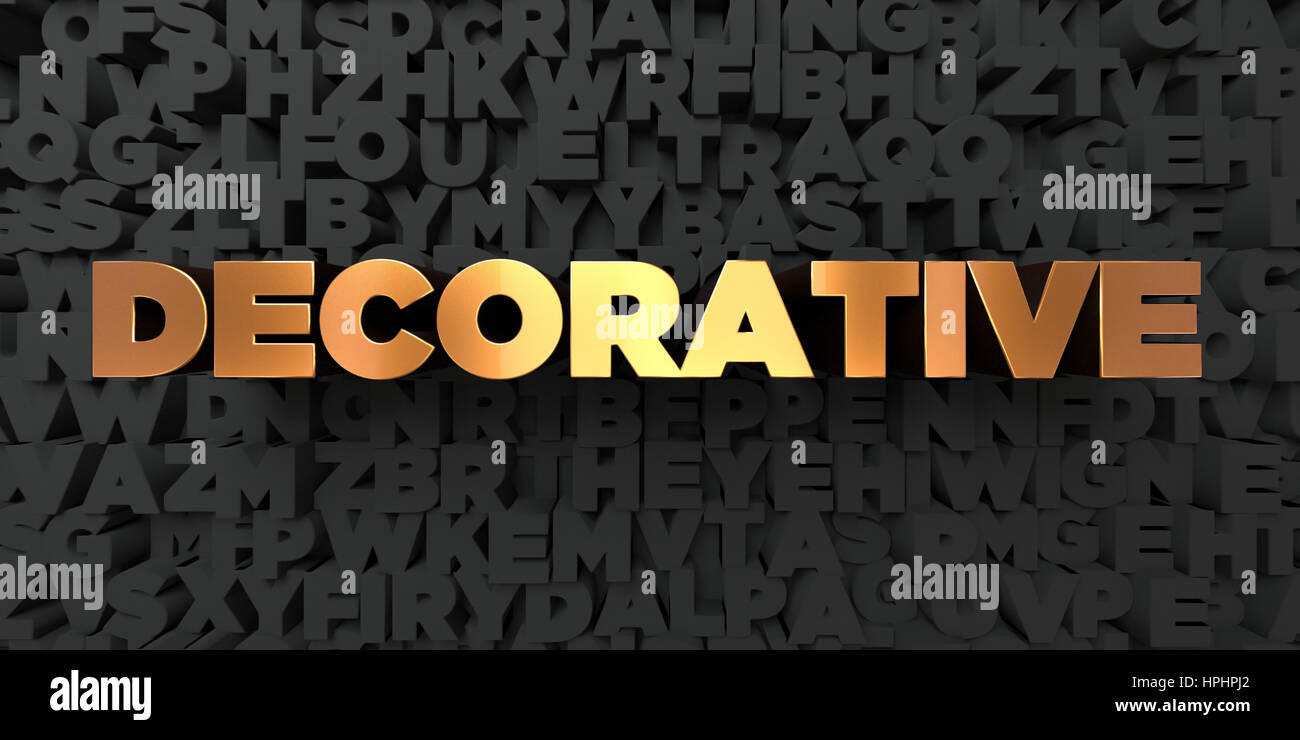 Decorative - Gold text on black background - 3D rendered royalty free ...