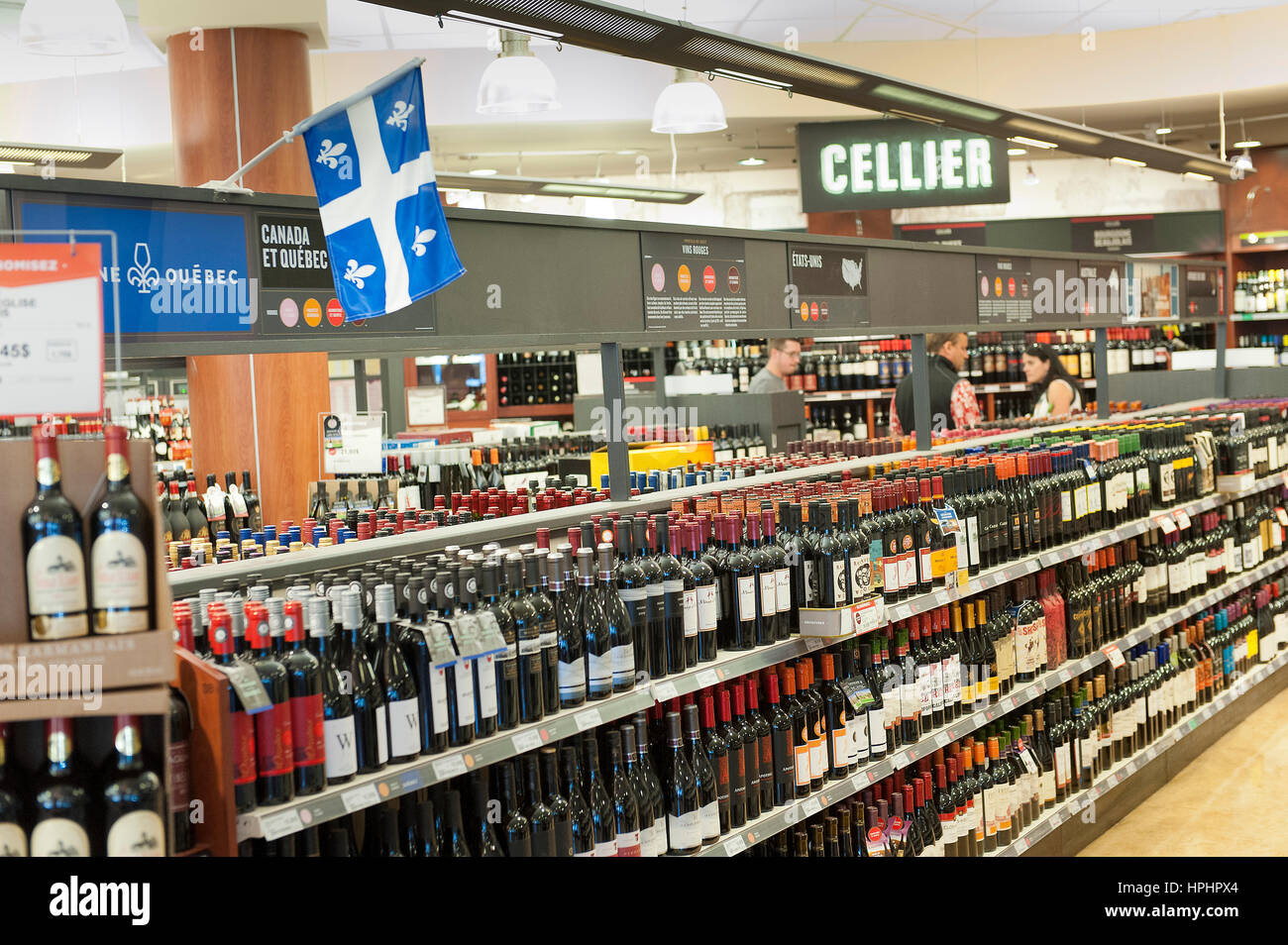 Canada. Province of Quebec. Montreal. Plateau Mont Royal district. Mont Royal Avenue. Store of Quebec's Alcohols Society ( SAQ), State-owned entreprise which has the monopoly of alcohols trade in Quebec Stock Photo