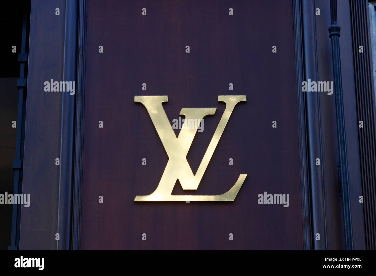 France, Paris, the Louis Vuitton initials Stock Photo Alamy