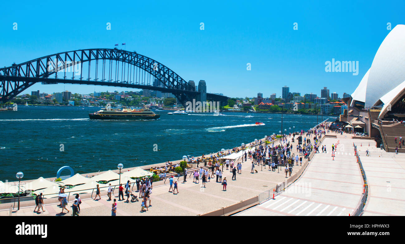 Sydney Harbour Bridge and Opera House Australia Stock Photo