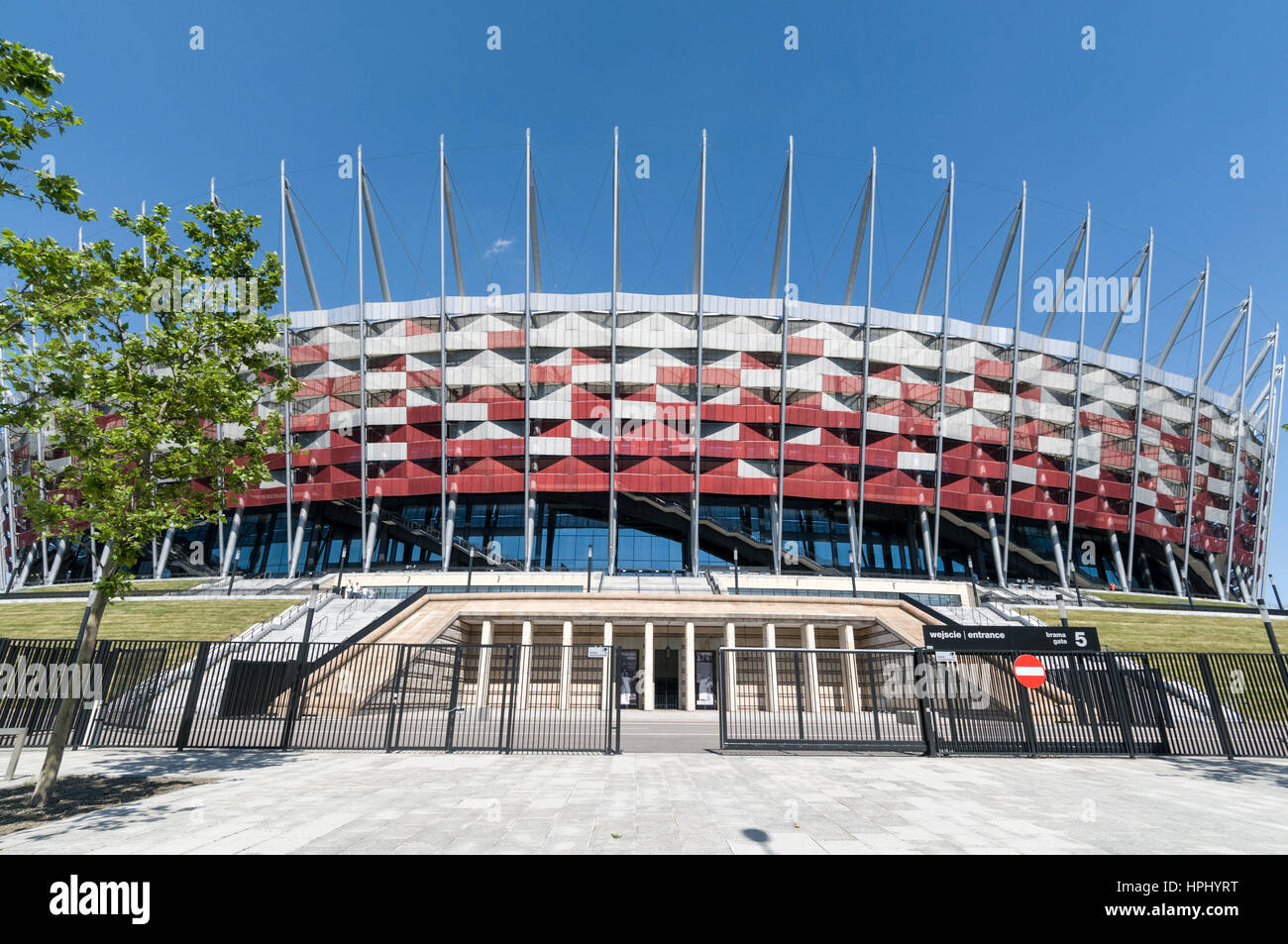 The Stadion Narodowy im. Kazimierza Górskiego, known for sponsorship reasons as the PGE Narodowy since 2015, is a retractable roof football stadium Stock Photo