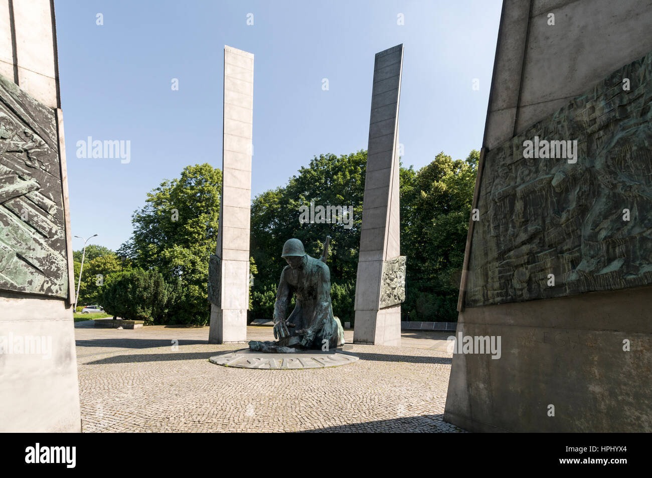 A Polish war memorial - Chwała Saperom- Glory Sappers Memorial in the Park of Culture and Recreation in Warsaw,Poland .   The memorial was unveiled in Stock Photo