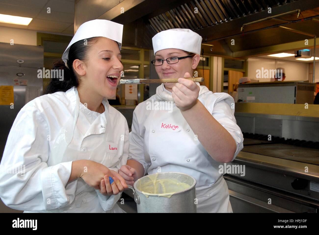Catering students tasting the food at Wolverhampton College Stock Photo
