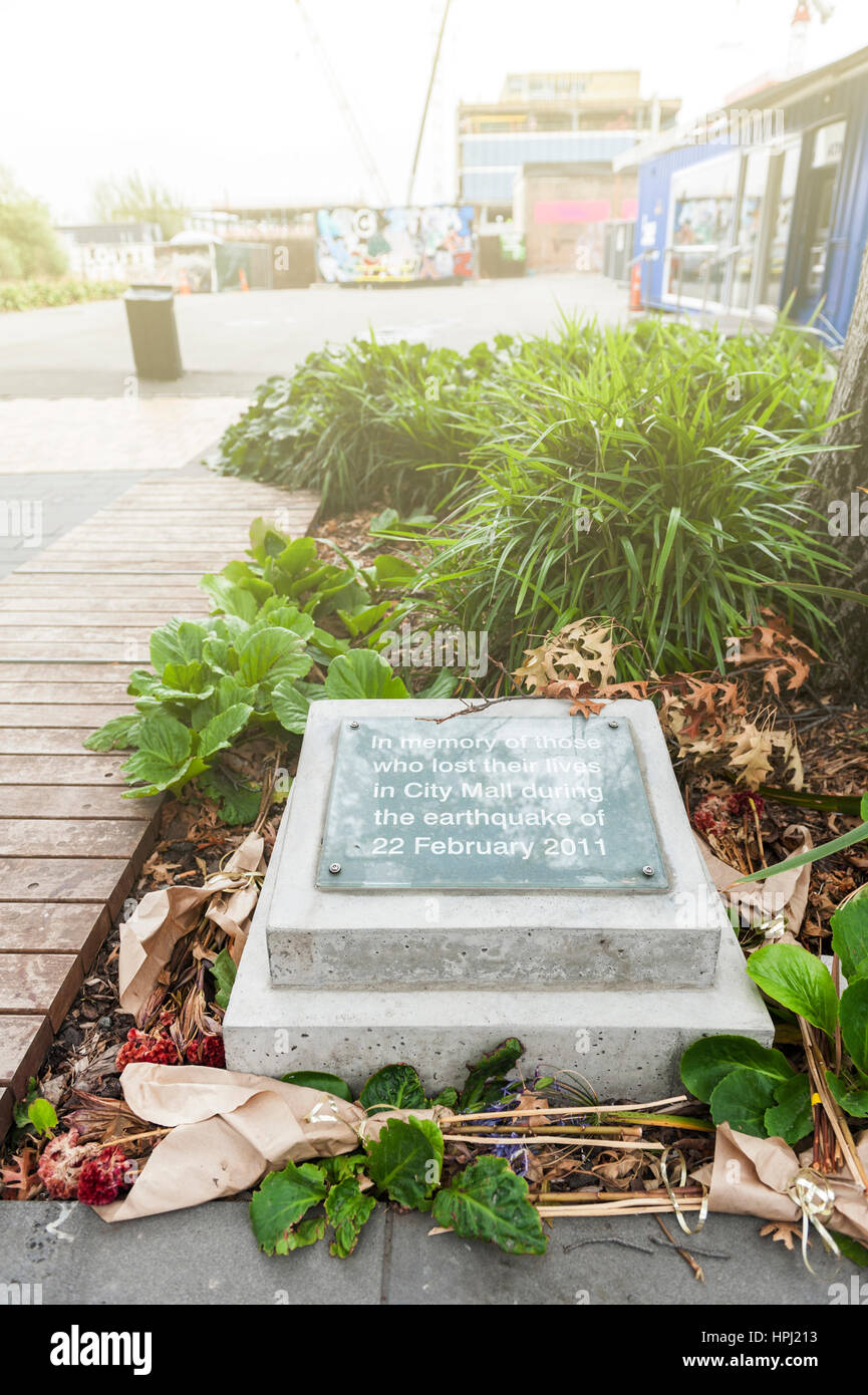 Christchurch, New Zealand February 2016 A memorial stone for