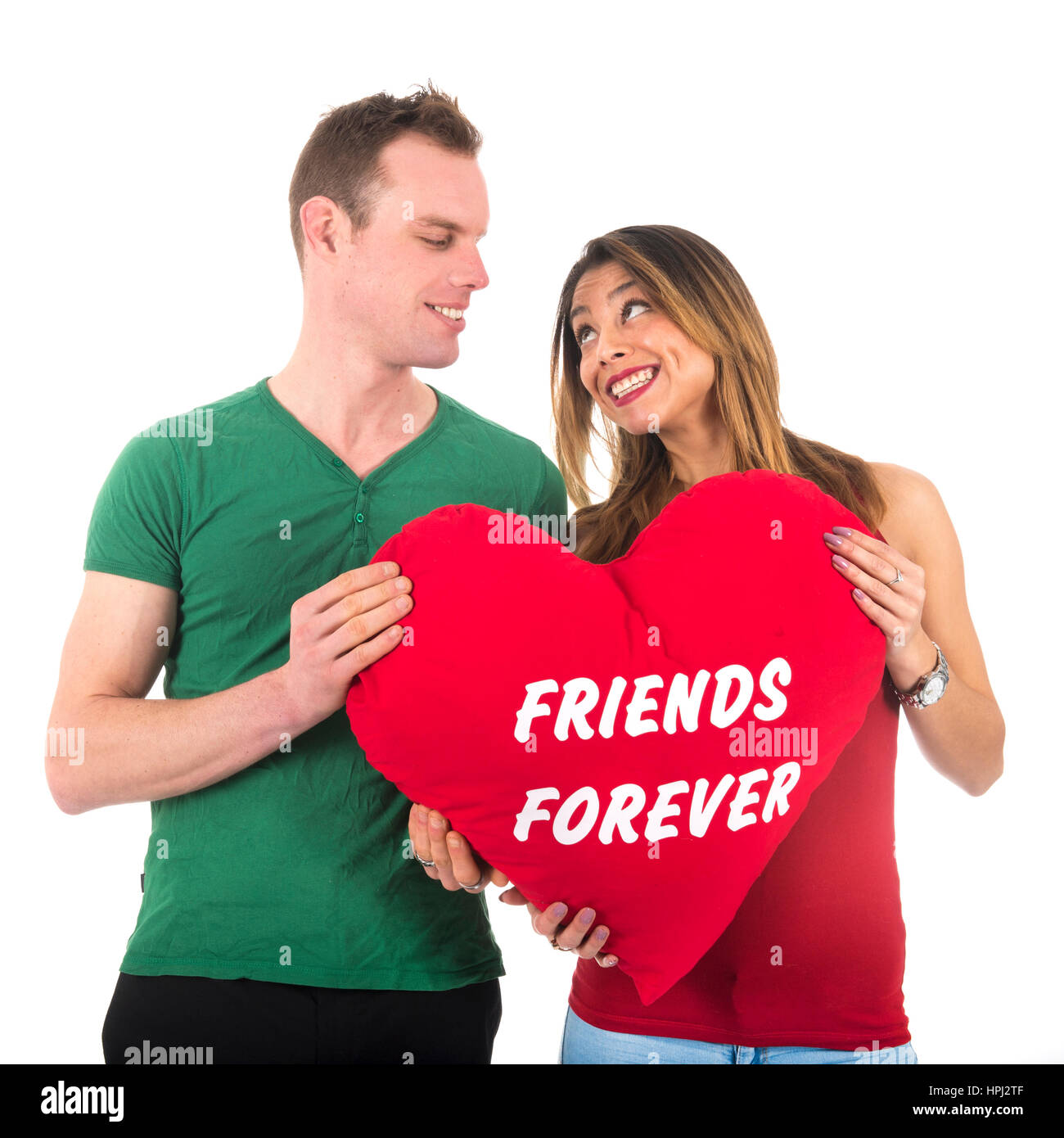 Love couple man and woman friends forever isolated over white background  Stock Photo - Alamy