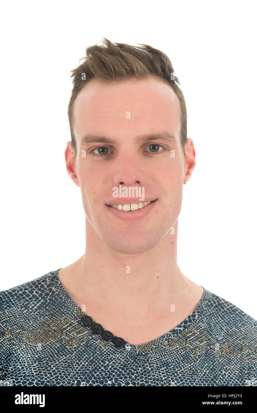 Portrait young man against white background Stock Photo - Alamy