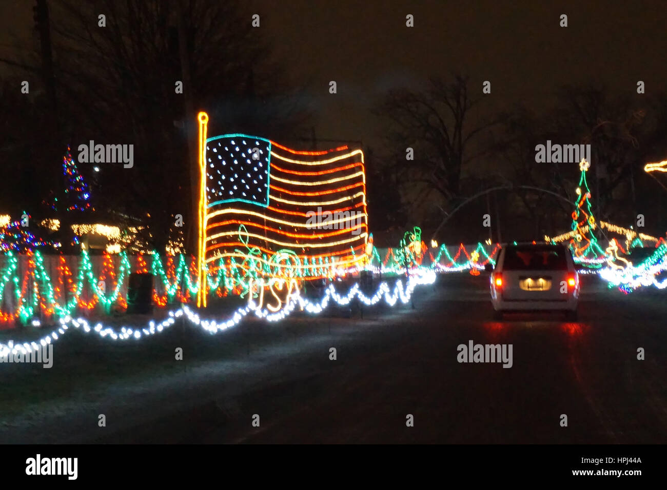 Outdoor display of Christmas Lights Stock Photo - Alamy
