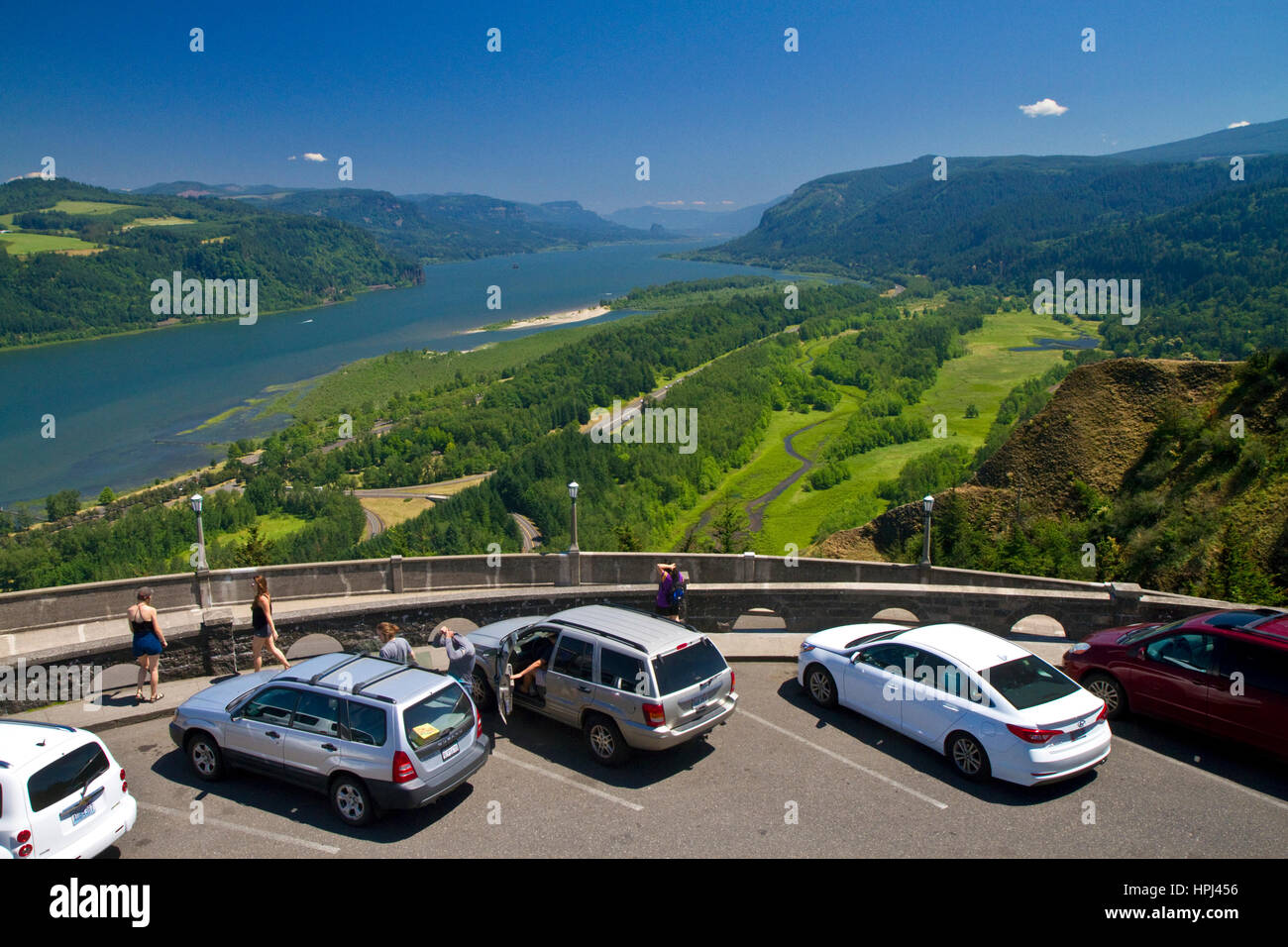 Scenic overlook at Crown Point along the Historic Columbia River Highway in Multnomah County, Oregon, USA. Stock Photo