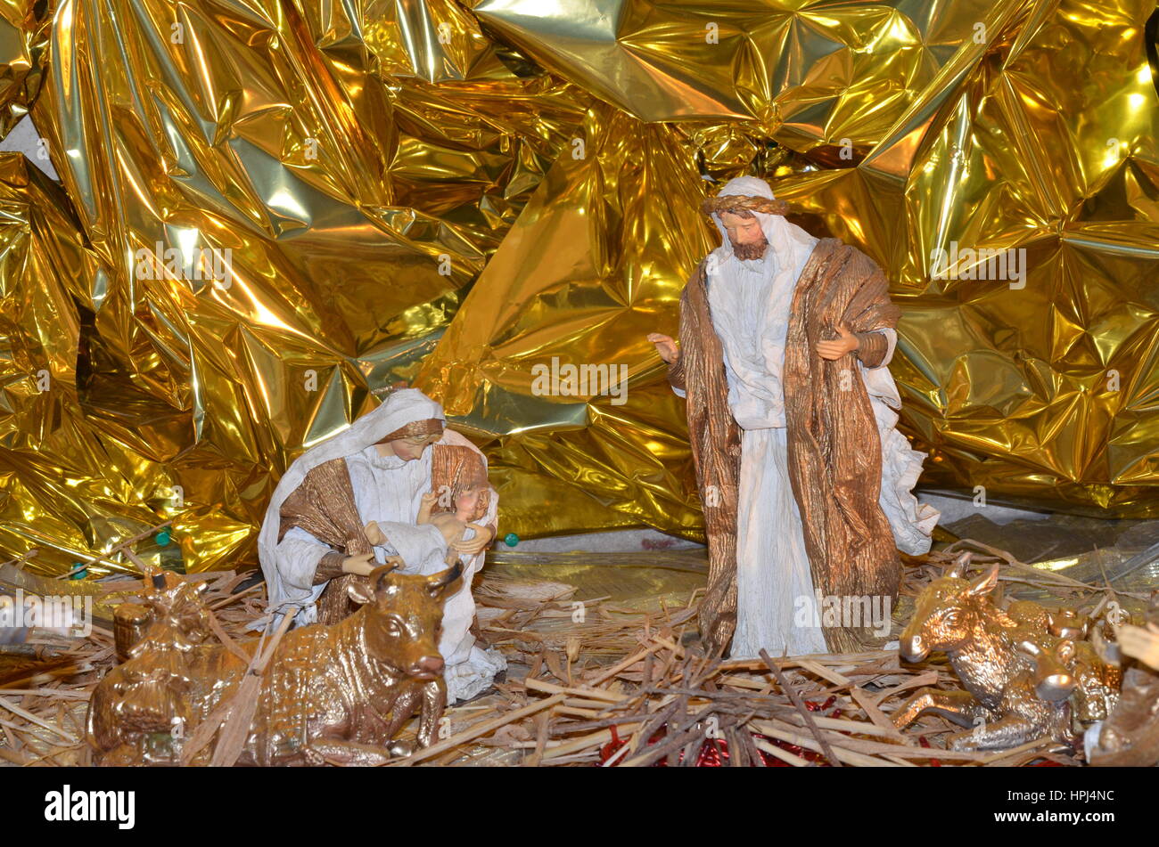 Statues of the Nativity scene with Holy Family Stock Photo Alamy