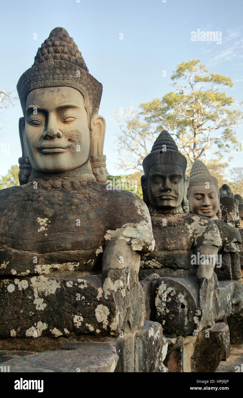Stone Figures with Large Heads Line the Access Bridge Road to Actual