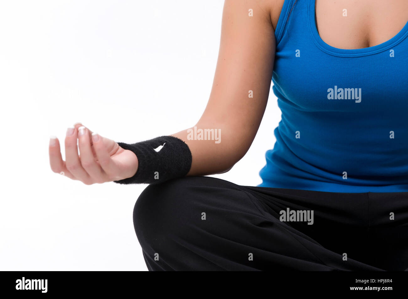 Model released , Frau im Jogasitz - woman does yoga Stock Photo