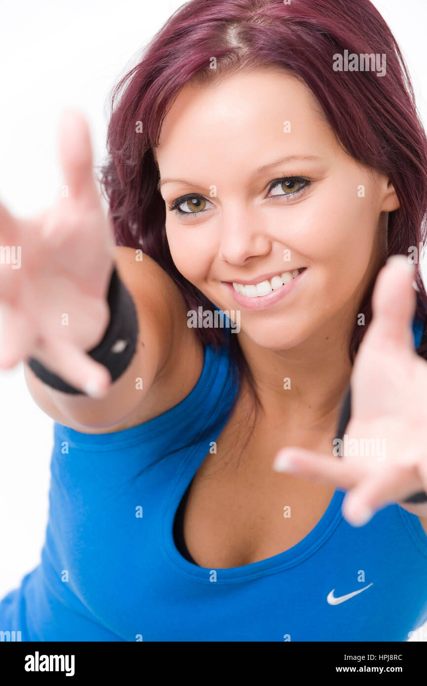 Model released , Vitale, junge Frau in Sportswear - sporty woman Stock Photo