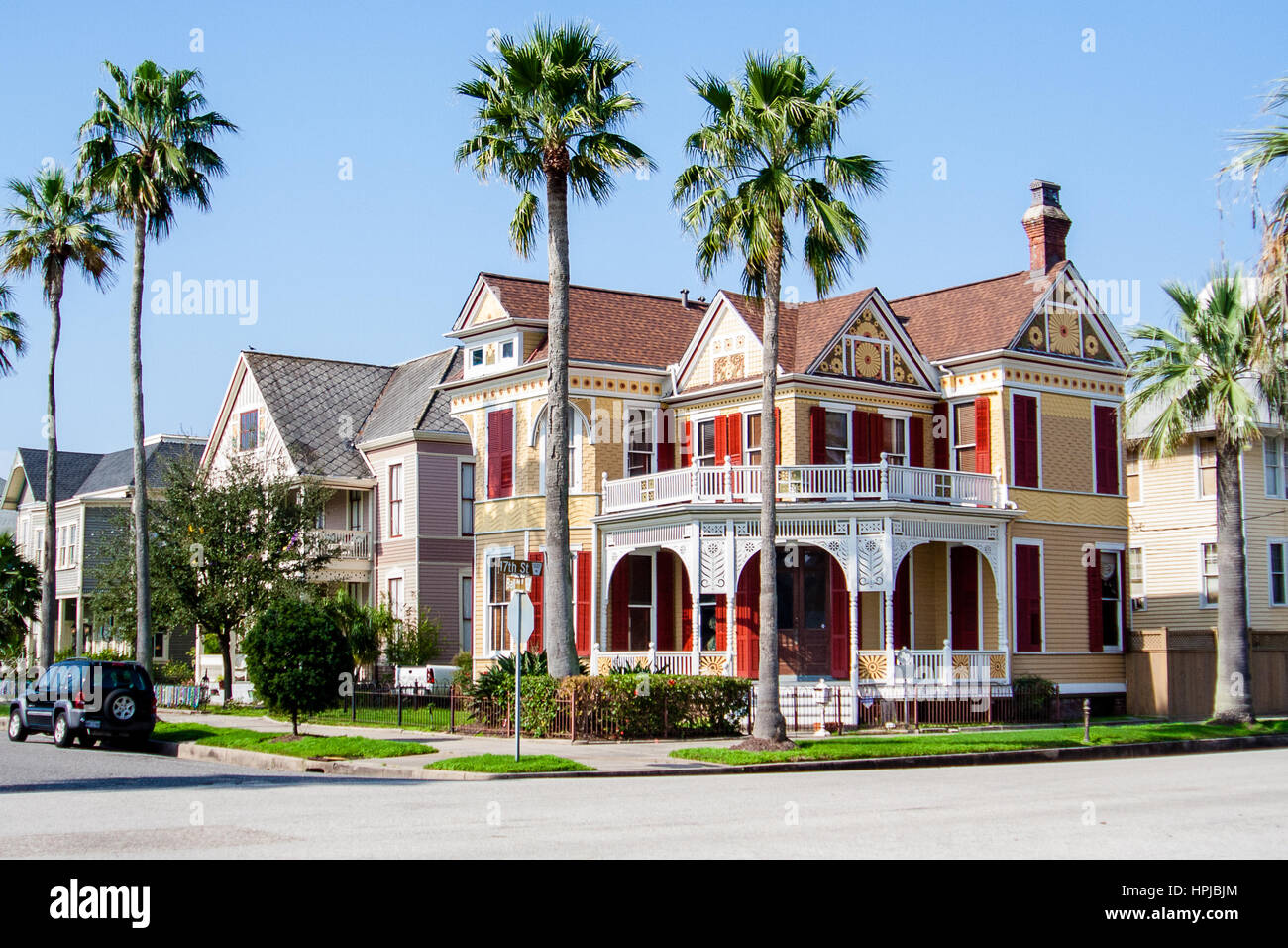 Historic homes in Galveston Texas Stock Photo Alamy