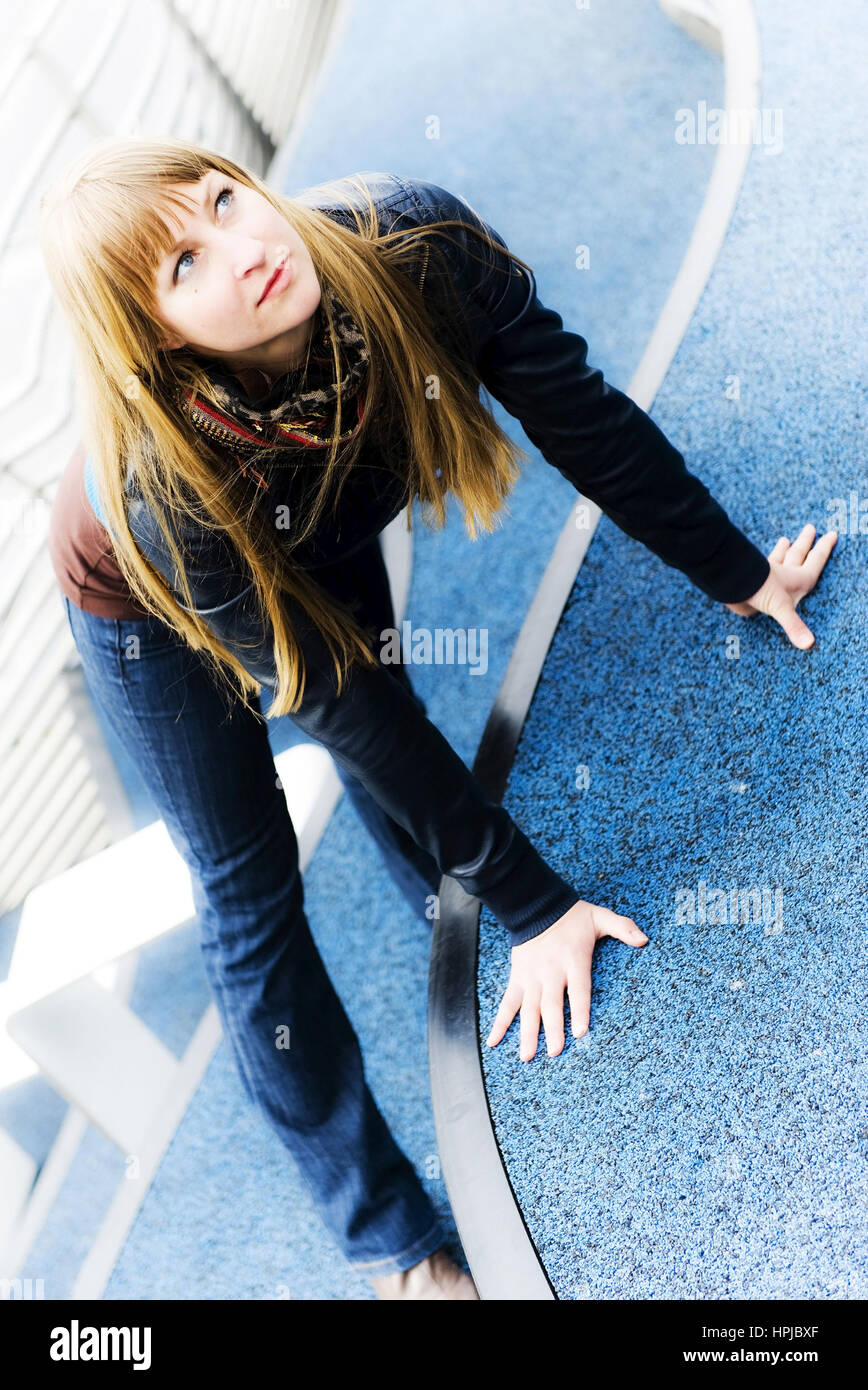 Model released , Junge, blonde Frau posiert - young woman posing Stock Photo