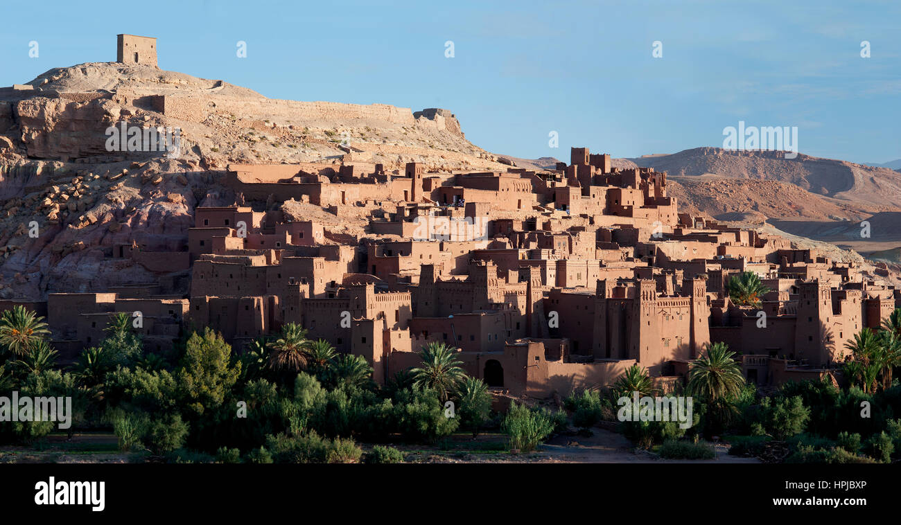 The spectacular Moroccan town of Ait Benhaddou is a UNESCO world heritage site that has featured in many films and TV series such as Game of Thrones. Stock Photo