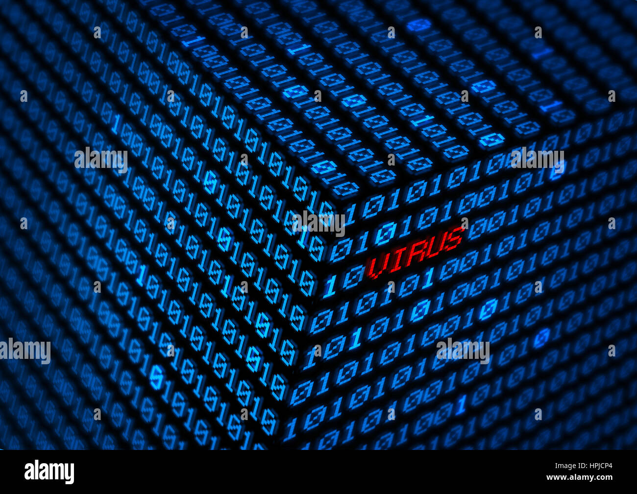 computer virus concept , binary code background Stock Photo