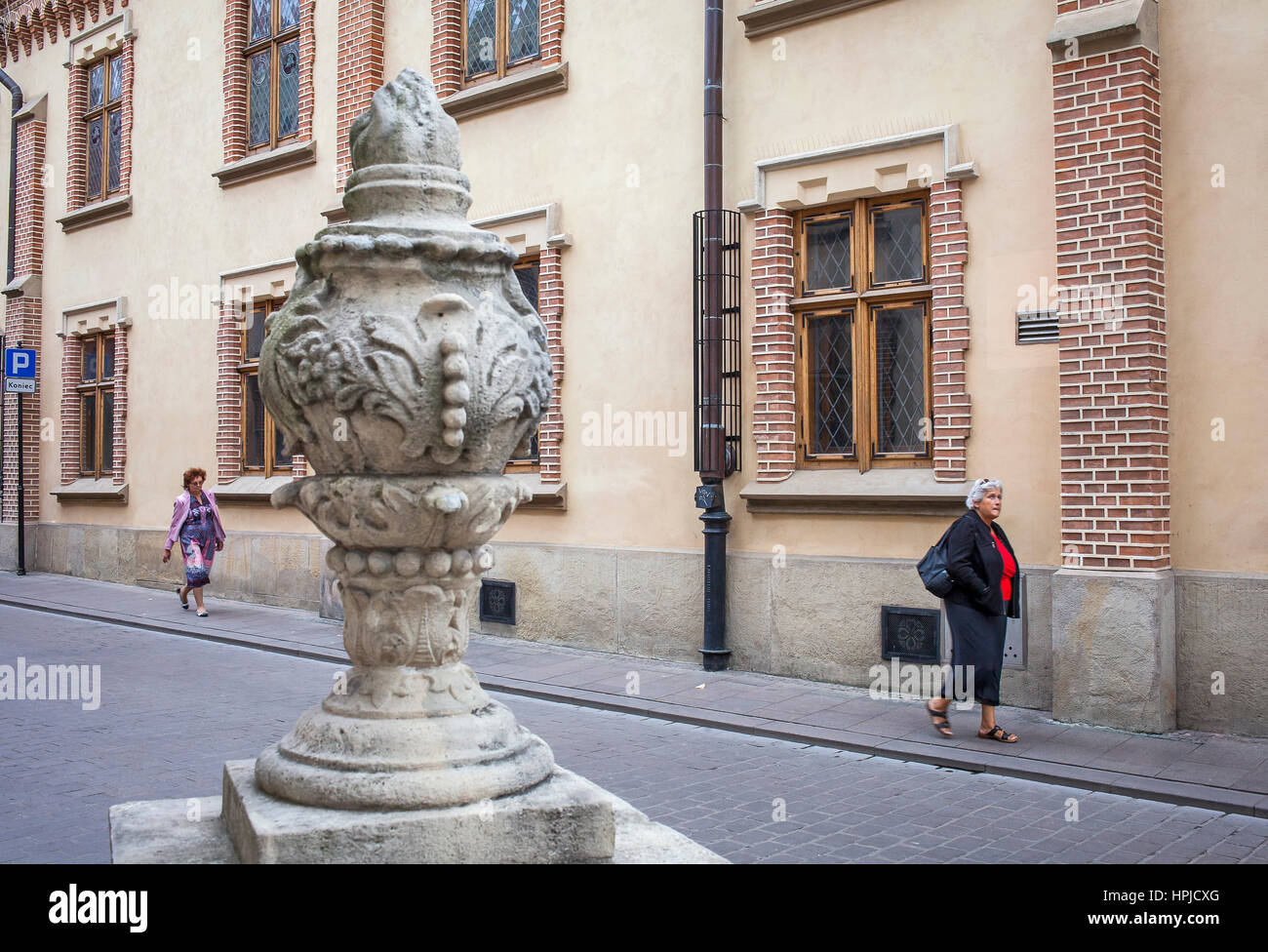 Street scene, in  Pijarska street, Old Town, Krakow, Poland Stock Photo