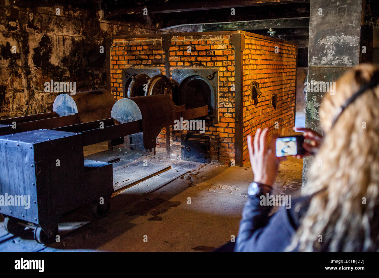 Oven for incineration dead bodies, in concentration camp. Auschwitz. Poland. Stock Photo