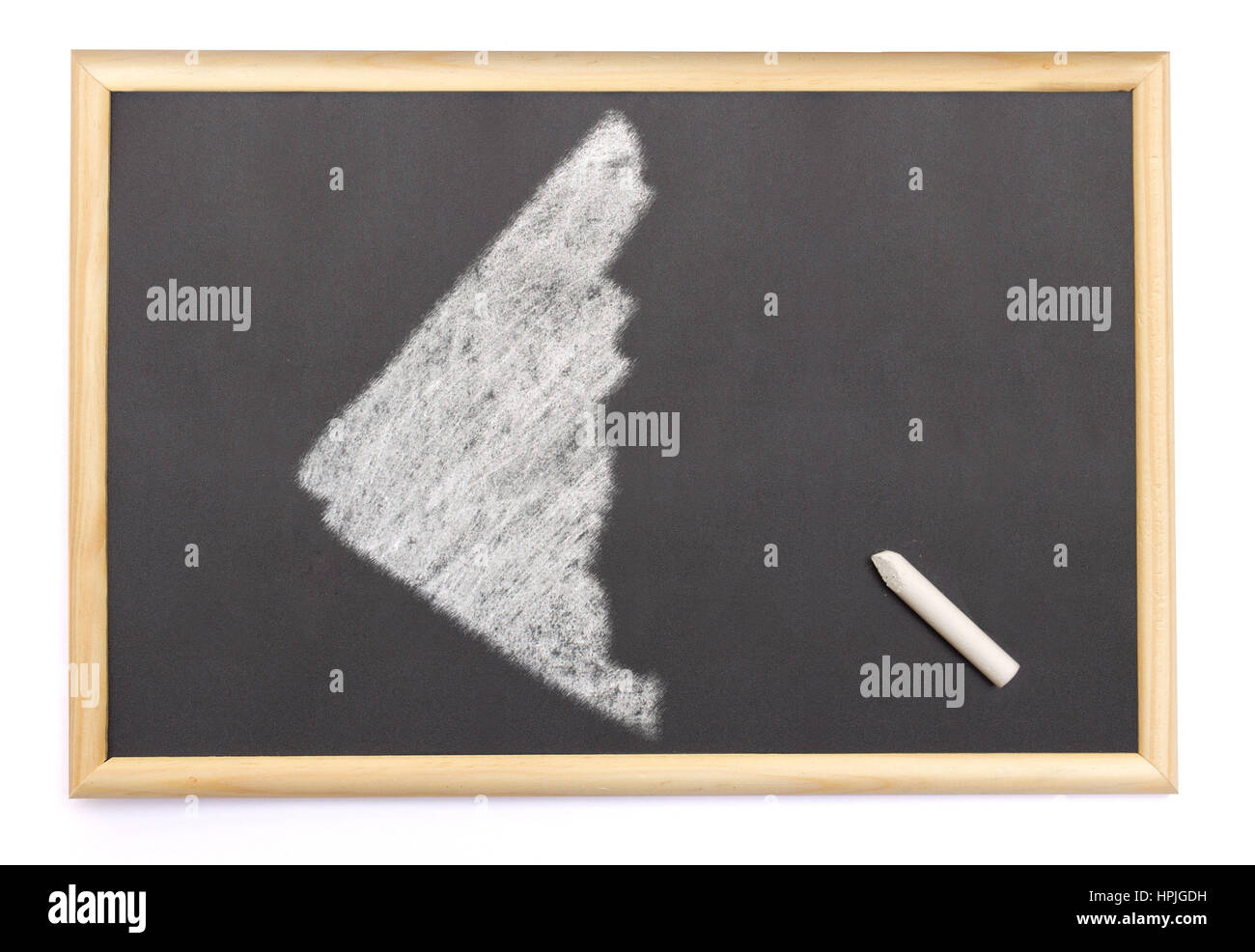 Blackboard with a chalk and the shape of Yukon drawn onto. (series) Stock Photo