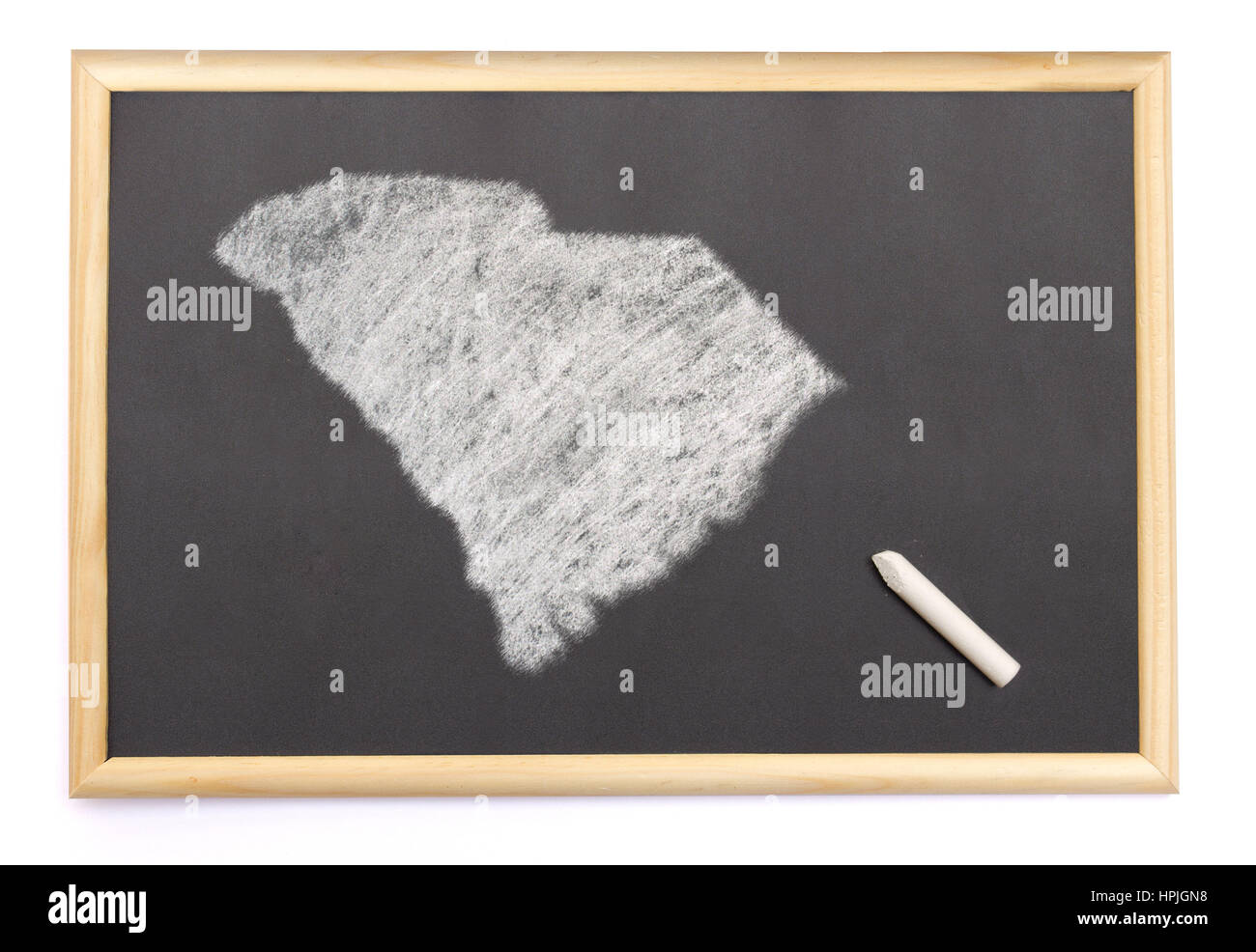Blackboard with a chalk and the shape of South Carolina drawn onto