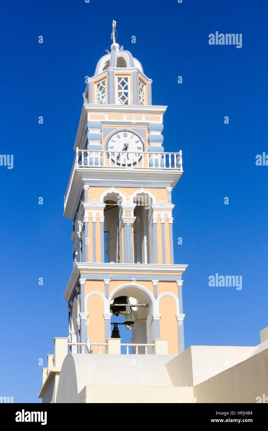 Church clock tower in Santorini, Greece Stock Photo Alamy