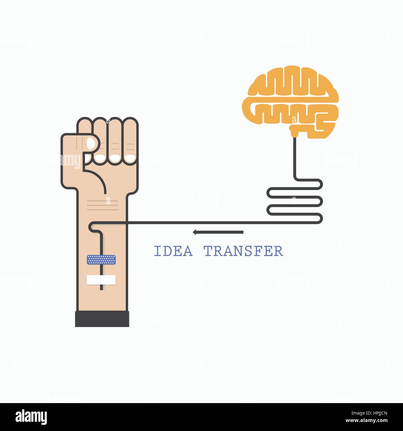 Human hand and creative brain connection.Idea and knowledge transfer concept.Business and indutrial education idea concept. Vector illustration Stock Vector