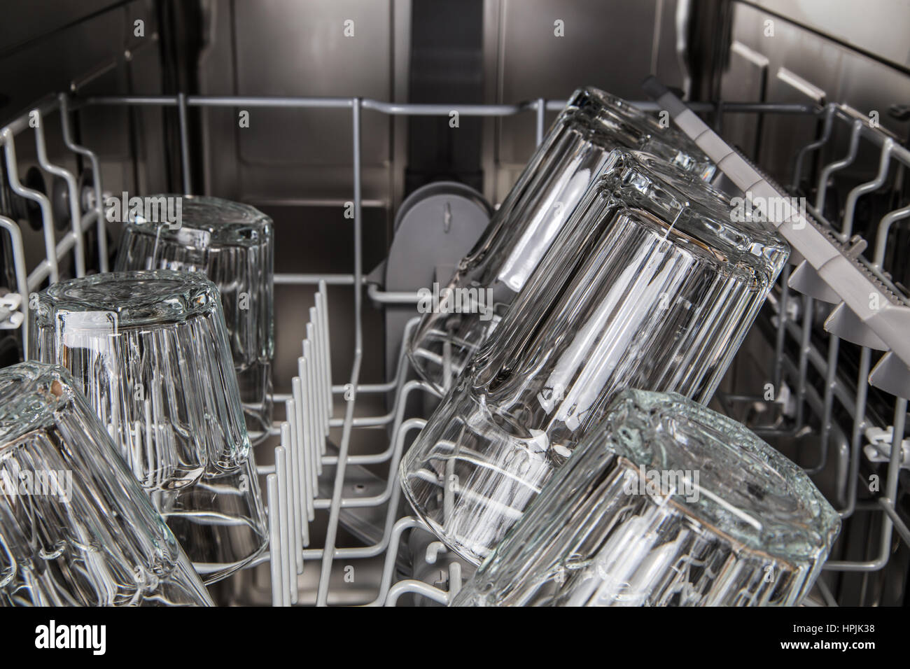 Crystal clean transparent glasses after washing in dishwasher machine Stock Photo Alamy