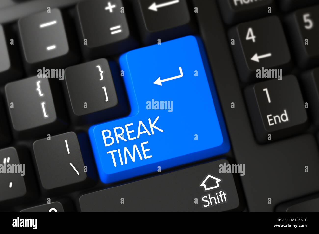 Keyboard with Blue Key - Break Time. 3D Stock Photo - Alamy
