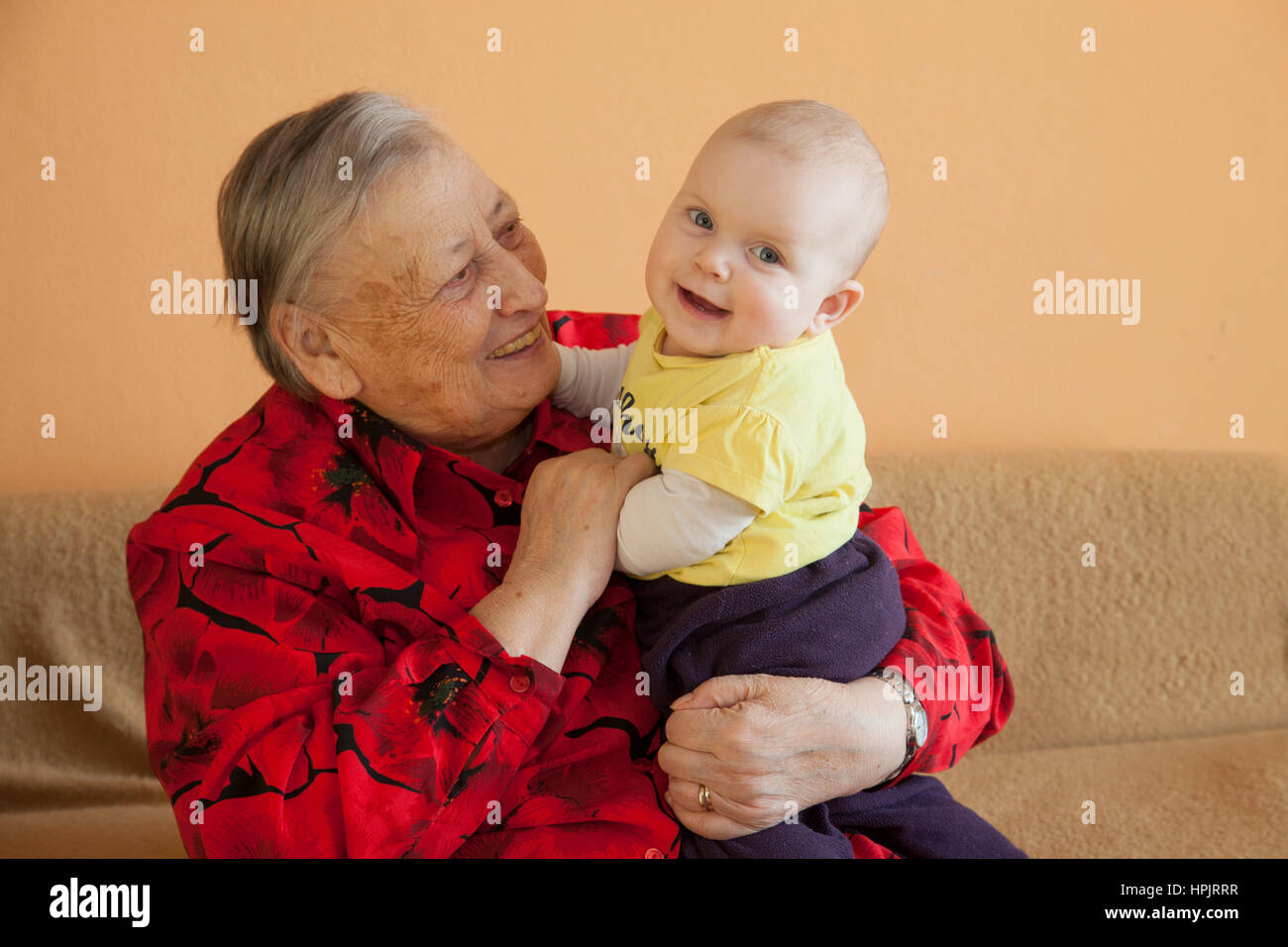 grand mother and baby Stock Photo