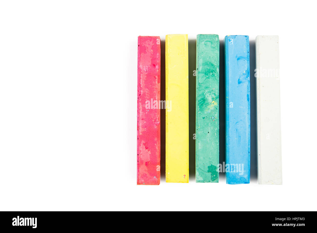 Pieces of color chalk, red, yellow, green, blue, white, isolated Stock  Photo - Alamy