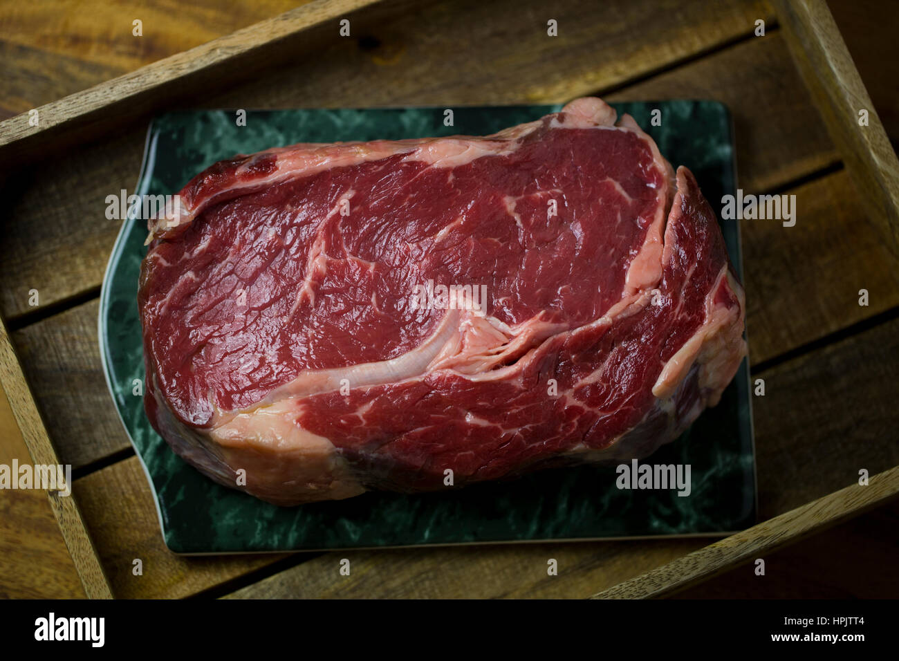 Entrecote steak on a tray Stock Photo