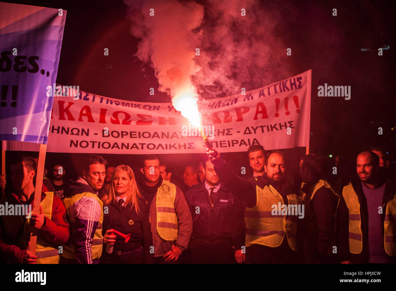 Athens, Greece. 22nd Feb, 2017. Greek law enforcement personnel (Police