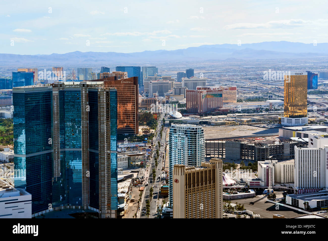 Las Vegas Skyline, Aerial View Stock Photo