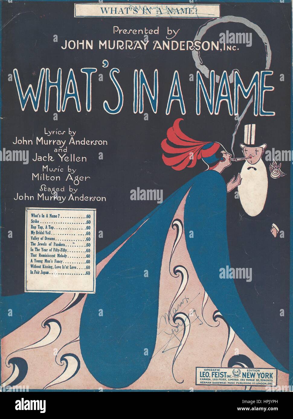 "What's in a Name" 1920 Musical Sheet Music Cover Stock Photo