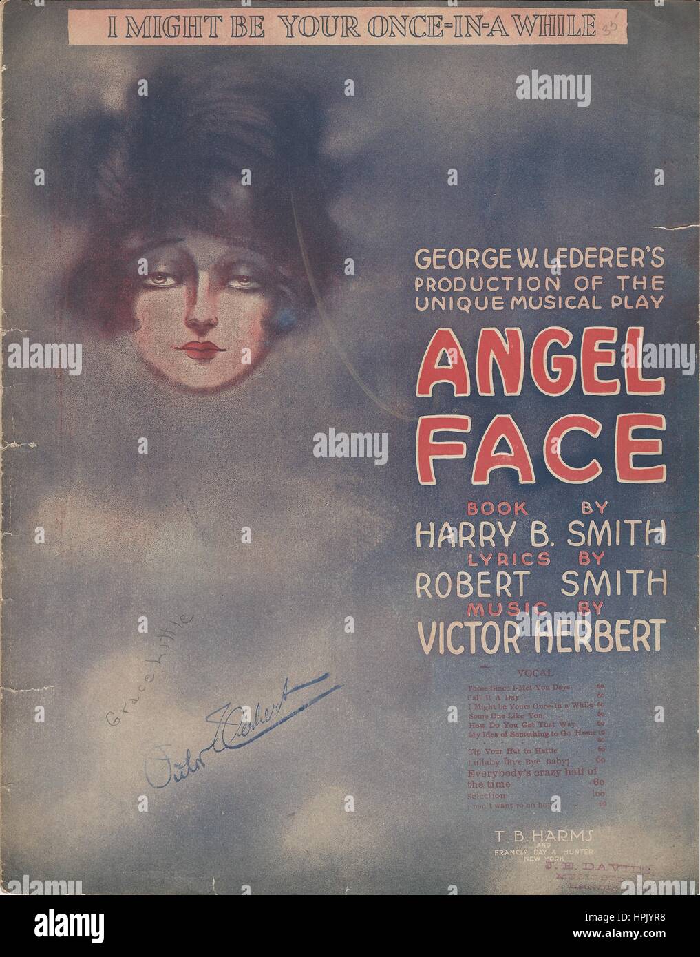'Angel Face' 1919 Musical Sheet Music Cover Stock Photo