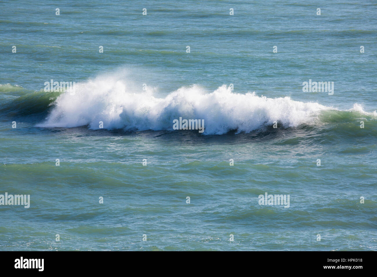 Punakaiki, Paparoa National Park, West Coast, New Zealand. Powerful waves breaking in the Tasman Sea off Dolomite Point. Stock Photo