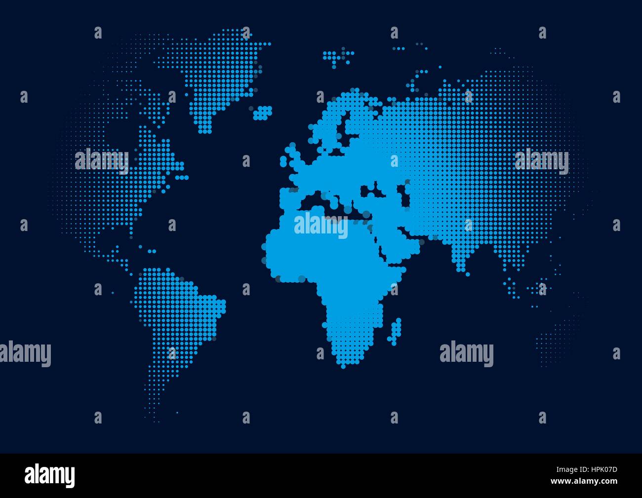 World Continents Map - Dots style illustration Stock Vector