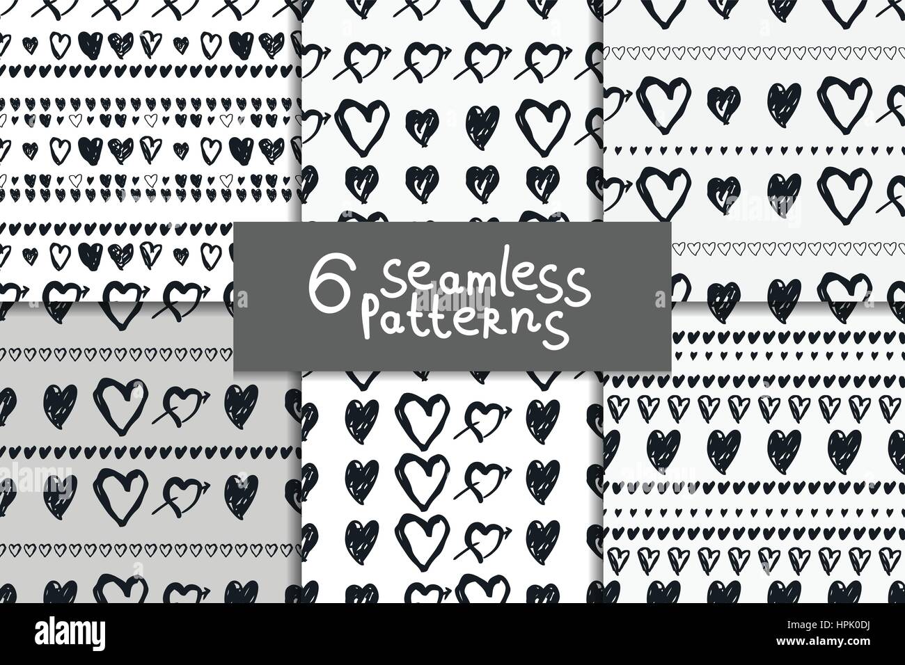 Doodle seamless pattern set with hearts Stock Vector Image & Art - Alamy