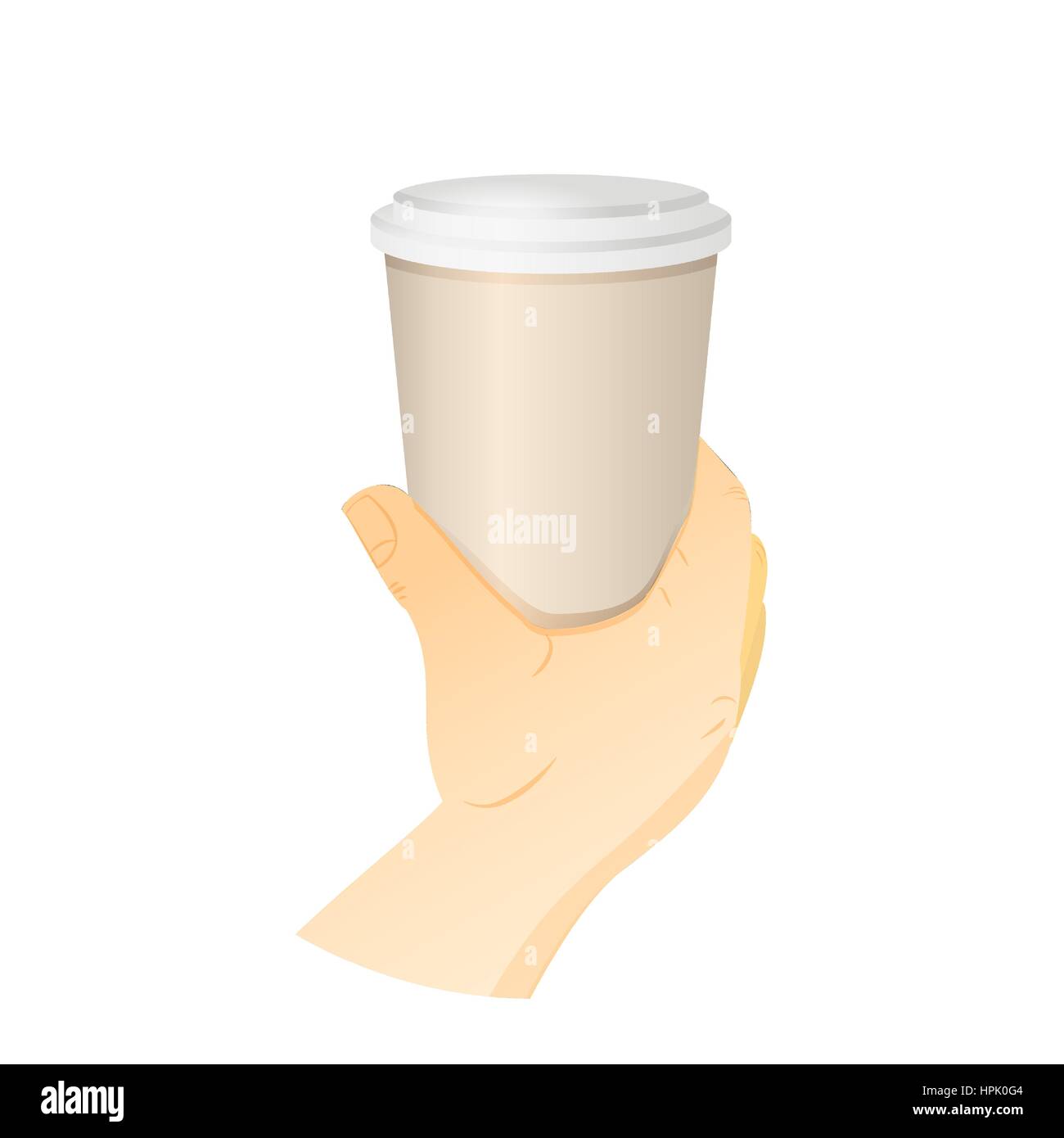 Man hand hold paper cup with coffee. Vector illustration on white ...