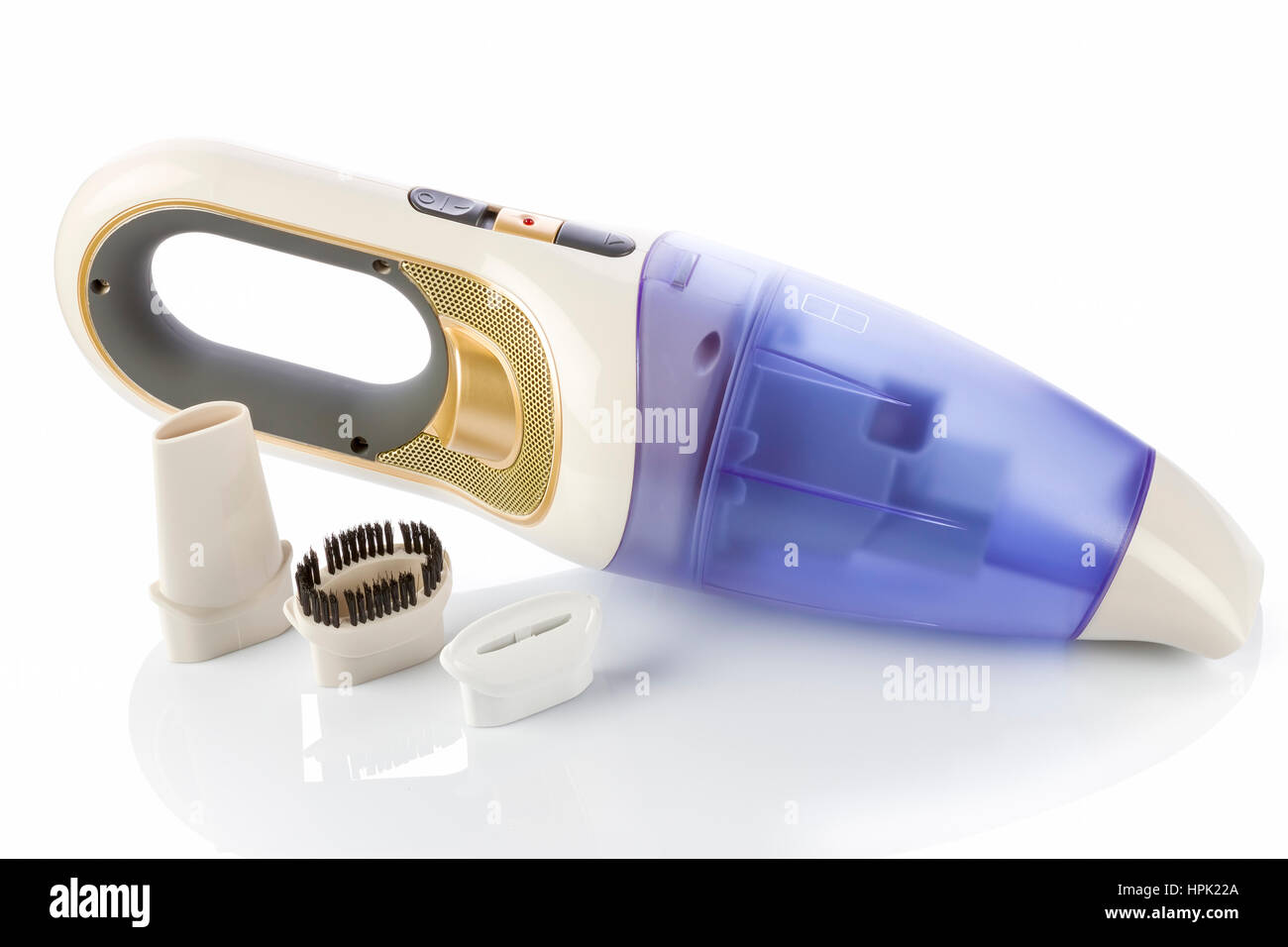 Handheld vacuum cleaner on a white background. Stock Photo