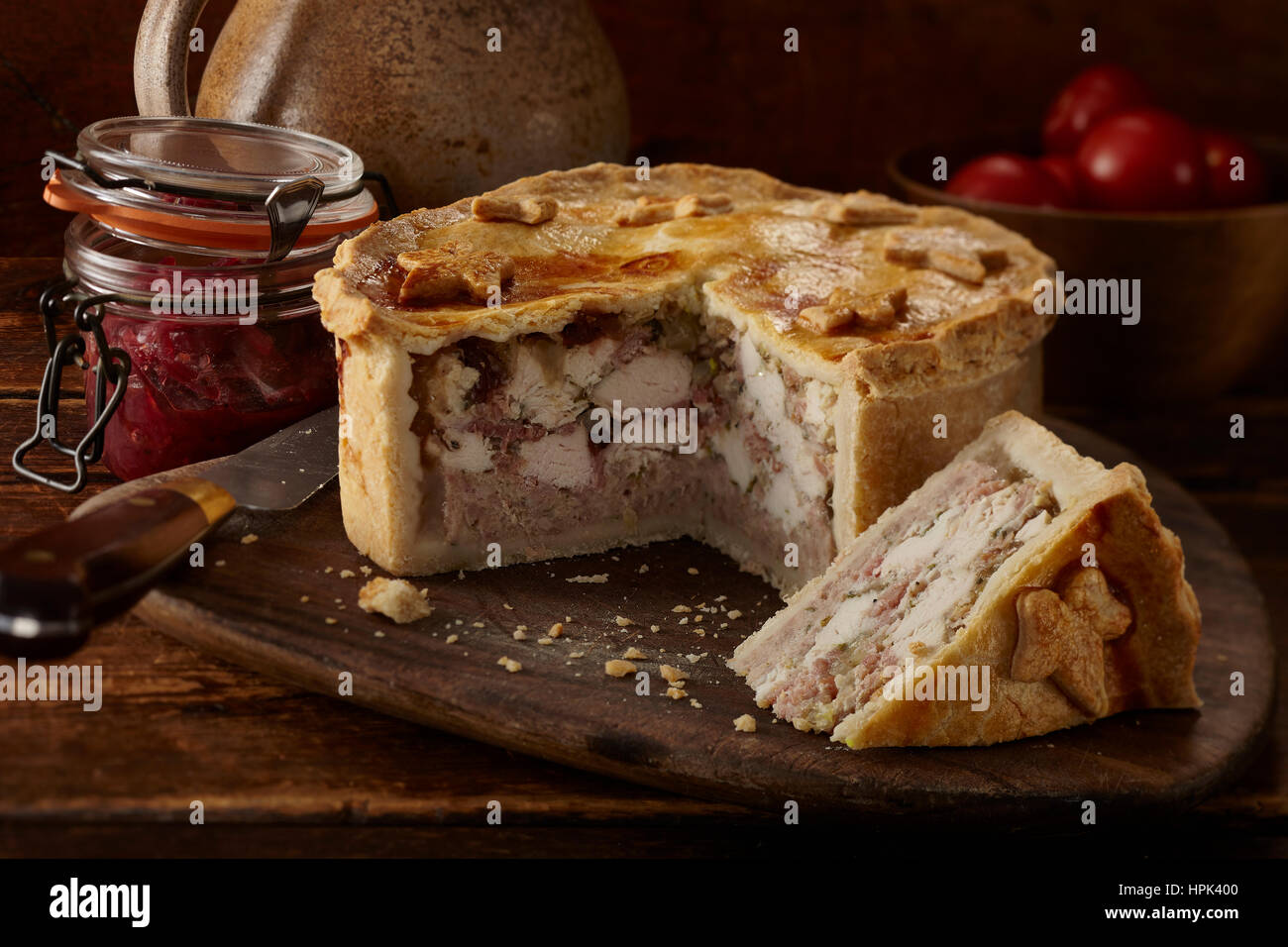 Raised meat pie Stock Photo